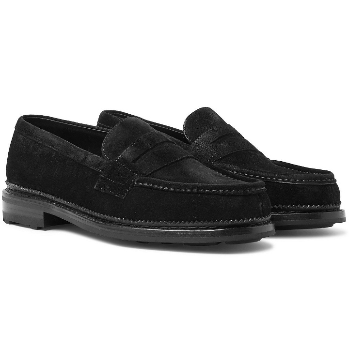 Photo: J.M. Weston - Suede Penny Loafers - Black