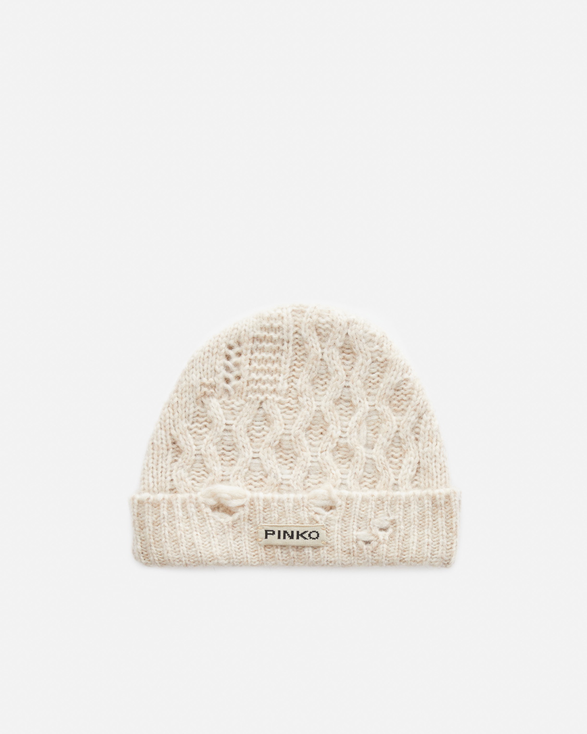 Pinko Mixed Stitch Wool Blend Beanie Grey Dove