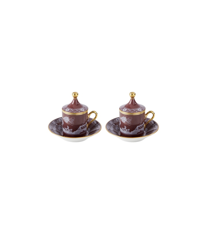 Photo: Ginori 1735 Oriente Italiano set of 2 porcelain coffee cups and saucers