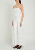 Bode Chamomile Pintucked Cotton Midi Dress White