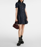 McQueen Puff-sleeve denim minidress