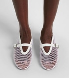 Alaïa Leather-trimmed fishnet ballet flats
