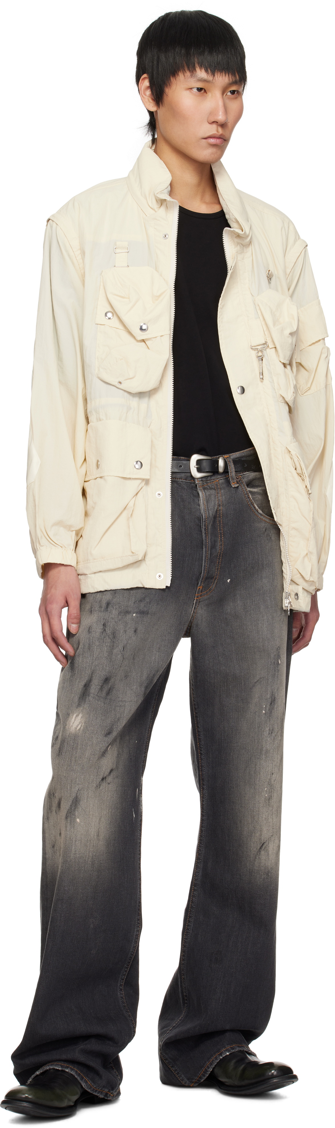 YOKE Black Narrow Western Belt