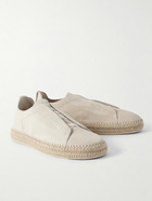 Zegna - Triple Stitch™ Leather-Trimmed Suede Slip-On Sneakers - Neutrals