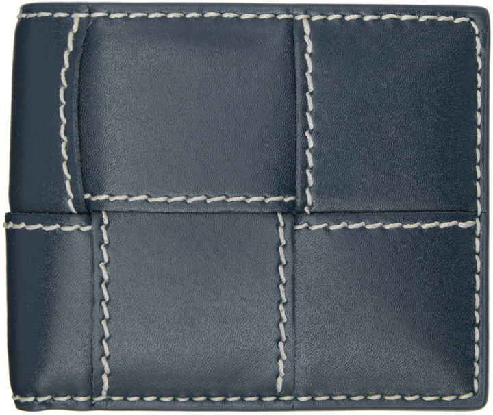 Photo: Bottega Veneta Navy Cassette Bi-Fold Wallet