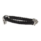 Alexander McQueen Black Leather Skull Bracelet