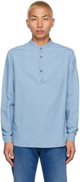 Agnona Blue Stand Collar Shirt