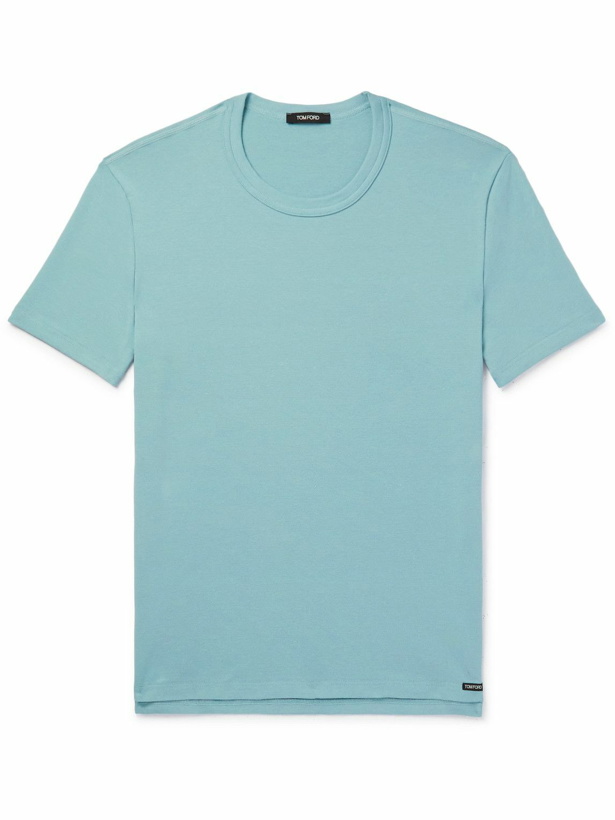 Photo: TOM FORD - Slim-Fit Stretch-Cotton Jersey T-Shirt - Blue