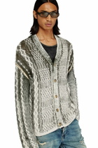 Diesel Treated cable-knit cardigan - Knitwear Mens in Multicolor