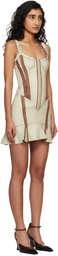 KNWLS Taupe & Brown Scallop Leather Minidress