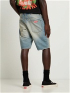 KENZO PARIS - Bleached Cotton Denim Shorts