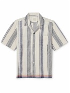 Kardo - Ayo Convertible-Collar Striped Embroidered Cotton Shirt - Blue