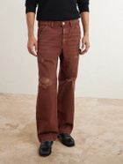 Enfants Riches Déprimés - Paint Straight-Leg Distressed Cotton-Canvas Trousers - Brown