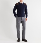 Kingsman - Merlin Slim-Fit Suede-Trimmed Cashmere Sweater - Blue