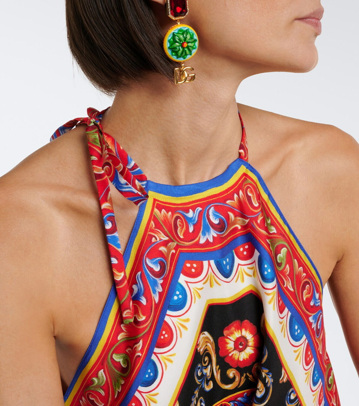 Dolce&Gabbana Carretto silk twill halterneck top