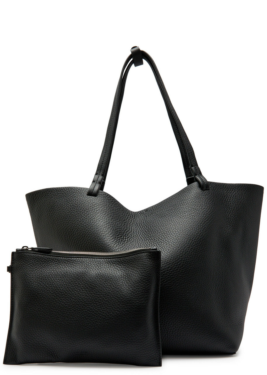The Row Park Three Grained Leather Tote - Black - One Size
