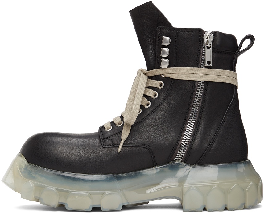 Rick Owens Black & Transparent Bozo Tractor Army Boots Rick Owens