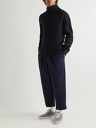 Mr P. - Stand-Collar Ribbed Virgin Wool Sweater - Blue