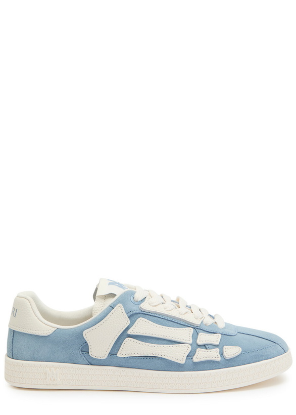 Photo: Amiri Pacific Bones Appliquéd Suede Sneakers Blue