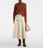 Burberry Belted cotton gabardine midi skirt