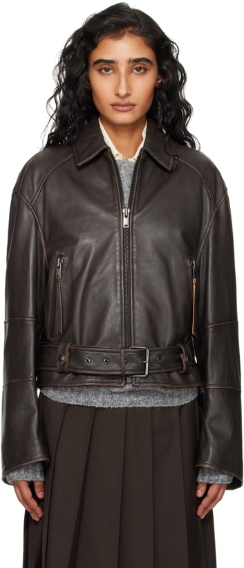 Photo: Weekend Max Mara Brown Egizio Leather Jacket