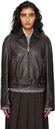 Weekend Max Mara Brown Egizio Leather Jacket