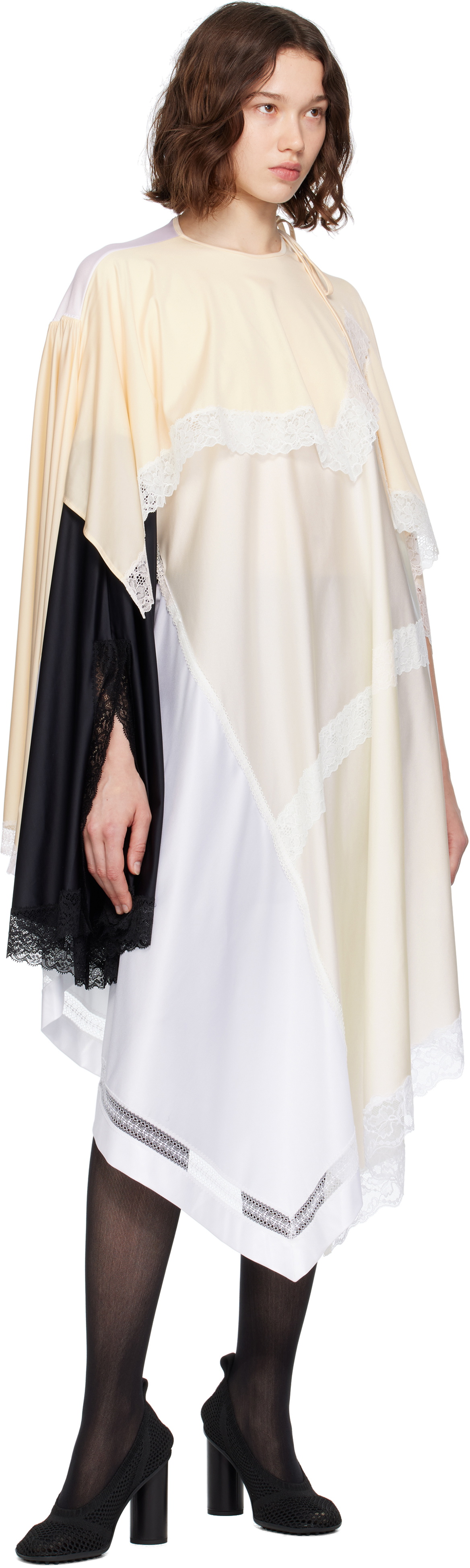 MARIE ADAM-LEENAERDT Off-White Underskirt Midi Dress
