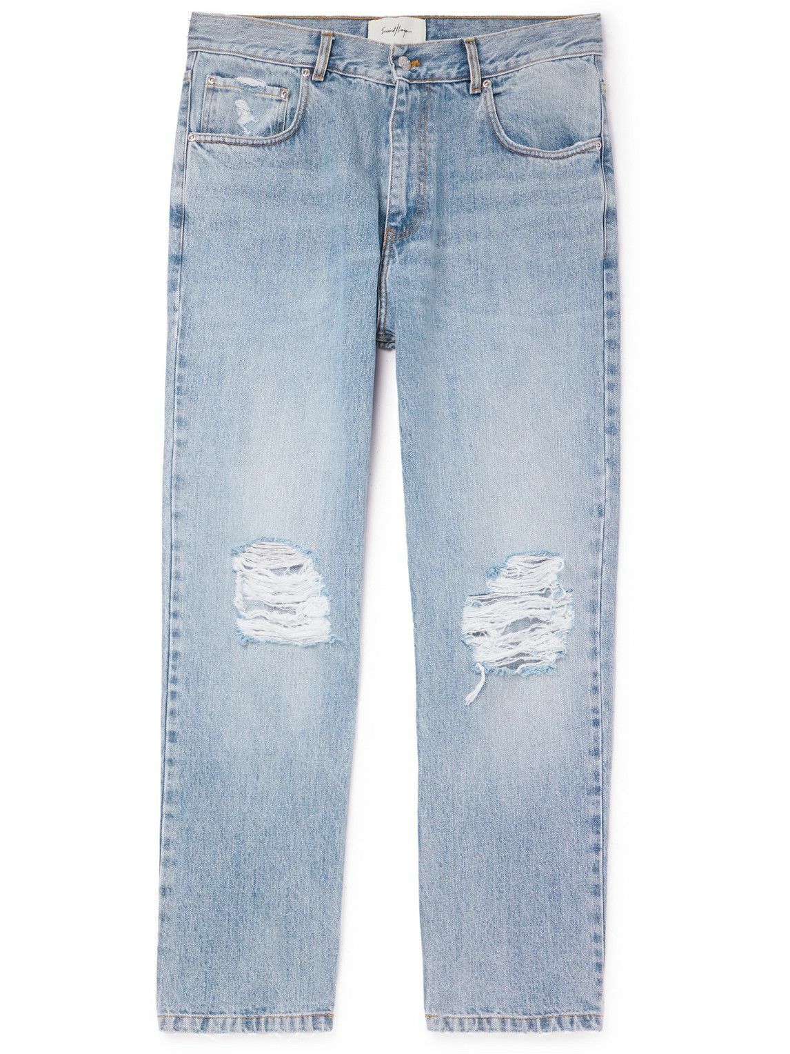 SECOND / LAYER - Flaco Straight-Leg Distressed Jeans - Blue Second/Layer