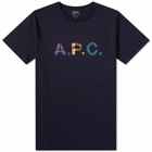 A.P.C. Derek Tartan Logo T-Shirt in Dark Navy