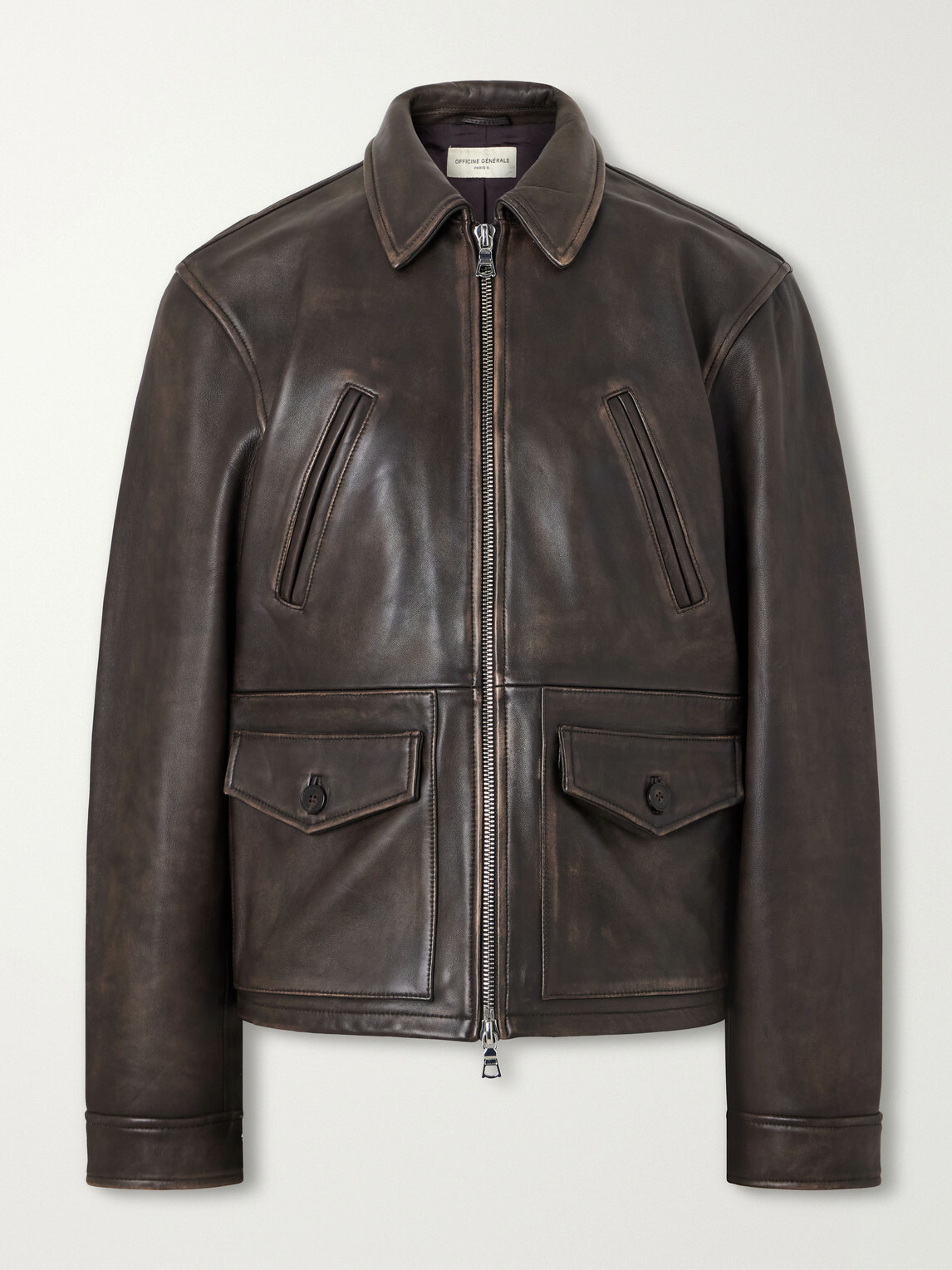 Officine Générale - Mori Leather Jacket - Brown