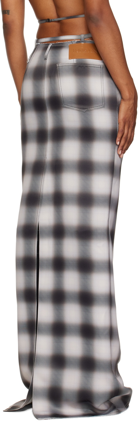 JUNEYEN Beige Check Maxi Skirt