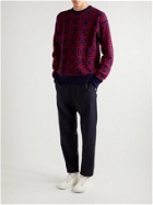 Moncler - Jacquard-Knit Wool Sweater - Blue