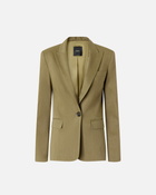 Pinko Single Breasted Stretch Linen Blazer Military Olive Green