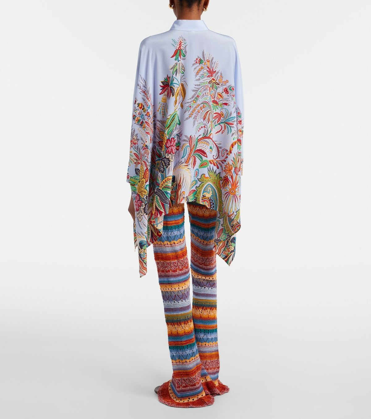 Etro Crochet striped cotton flared pants