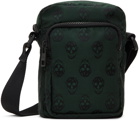 Alexander McQueen Green & Black Biker Skull Messenger Bag