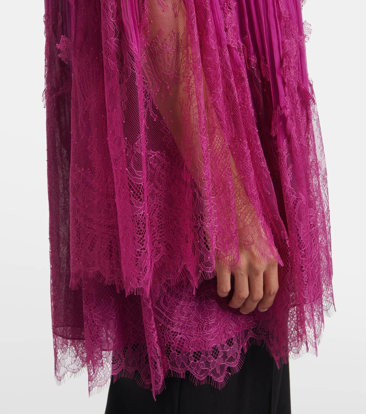 Costarellos Jorie lace-trimmed silk-blend blouse