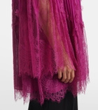 Costarellos Jorie lace-trimmed silk-blend blouse