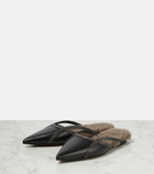 Brunello Cucinelli Shearling-trimmed leather slippers