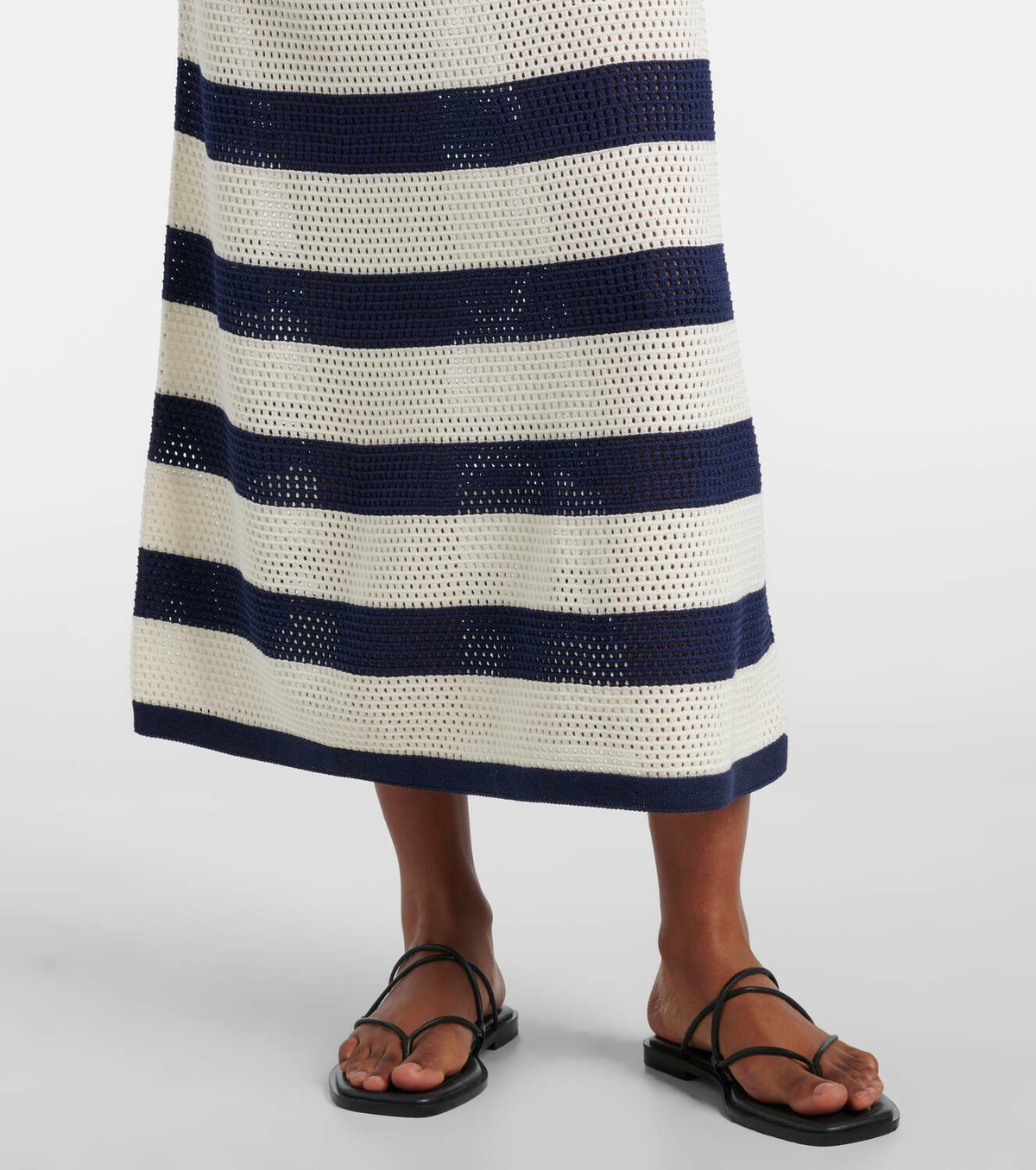 Eres Bateau striped knitted cotton-blend midi skirt