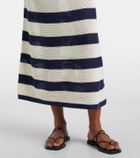 Eres Bateau striped knitted cotton-blend midi skirt