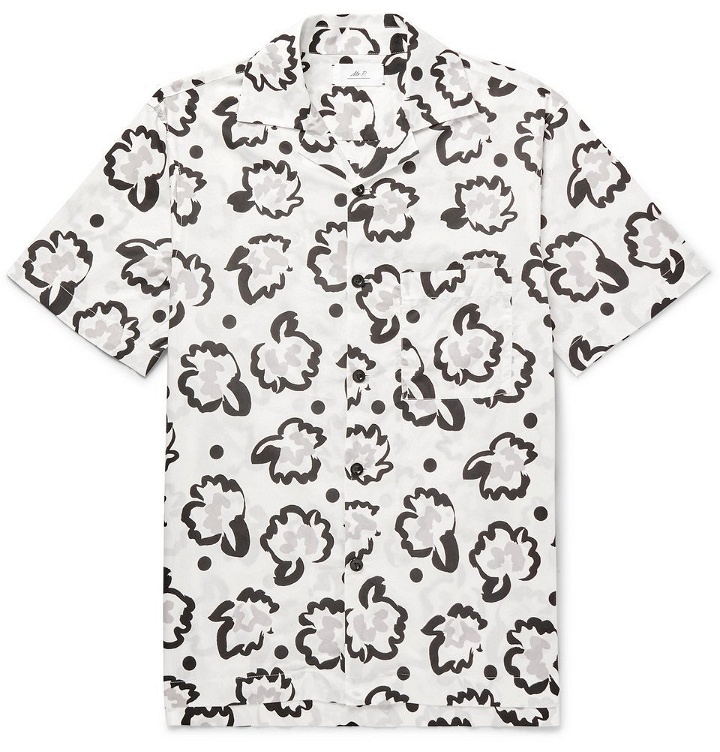 Photo: Mr P. - Camp-Collar Printed Cotton-Poplin Shirt - White