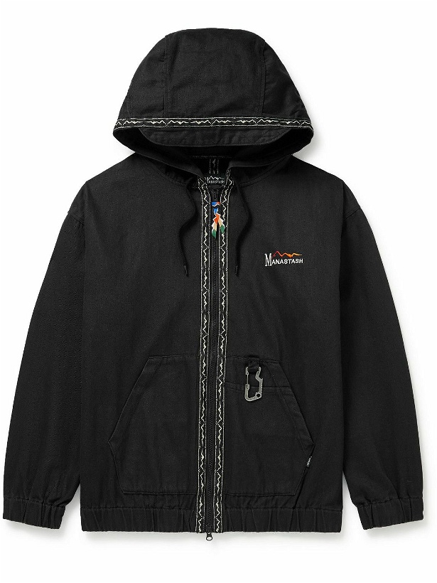 Photo: MANASTASH - Chilliwack Logo-Embroidered Hemp and Cotton-Blend Twill Hooded Jacket - Black
