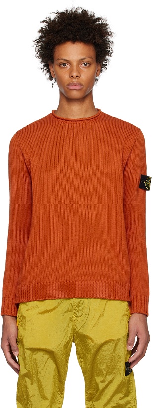 Photo: Stone Island Orange Crewneck Sweater