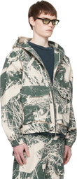 Reese Cooper Khaki & Off-White Duck Canvas Hooded Cargo Jacket