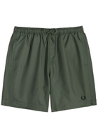 Fred Perry Logo-embroidered Shell Swim Shorts Dark Green