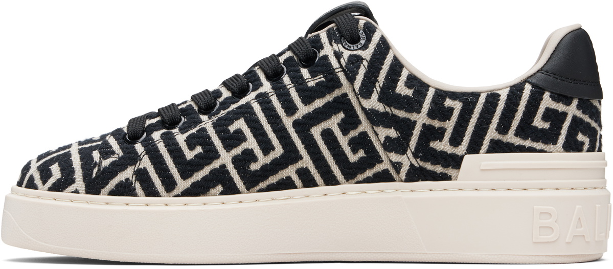 Balmain Black & Off-White Monogram Jacquard B-Court Sneakers