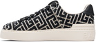 Balmain Black & Off-White Monogram Jacquard B-Court Sneakers