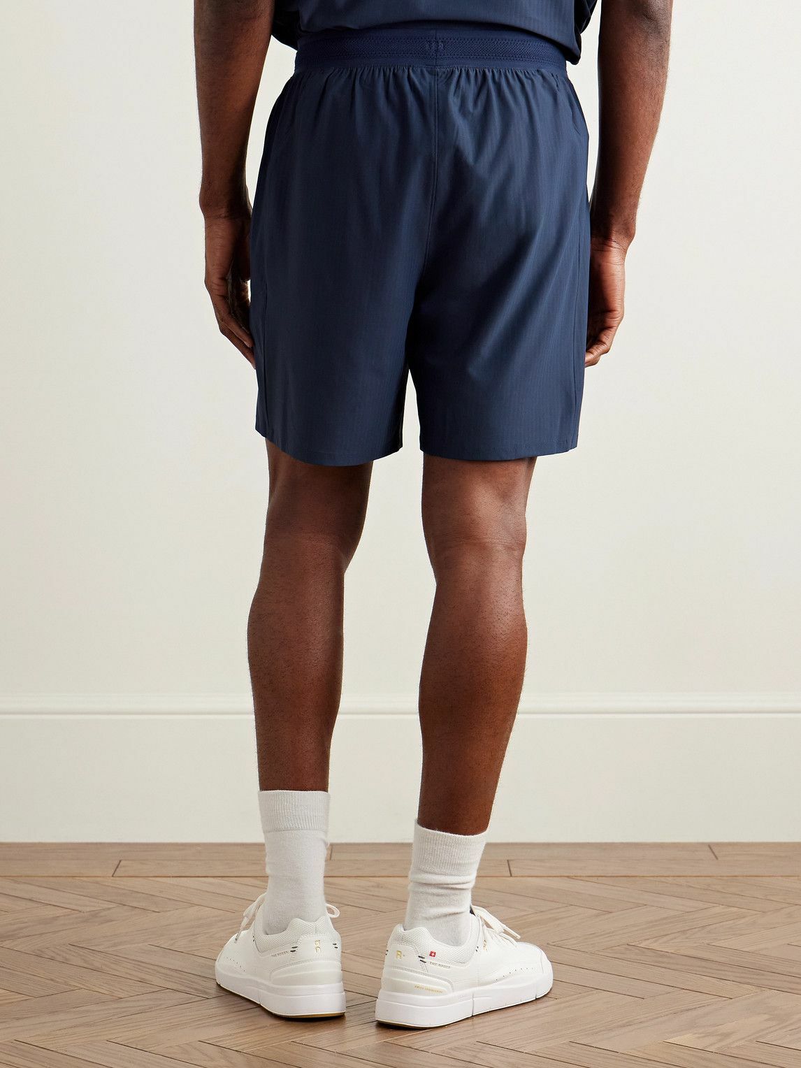Lululemon - Straight-Leg 7" Striped Recycled-Mesh Tennis Shorts - Blue