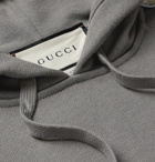 Gucci - Oversized Webbing-Trimmed Loopback Cotton-Jersey Hoodie - Gray
