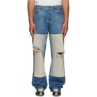 Maison Margiela Blue Patched Panel Straight Jeans